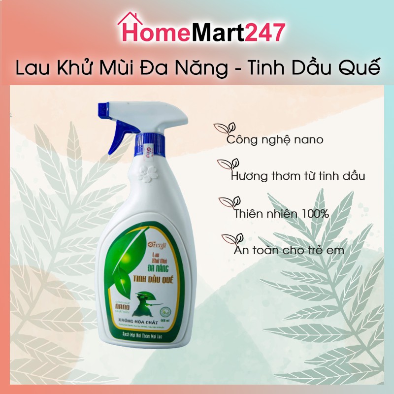 LAU KHỬ MÙI ĐA NĂNG HỮU CƠ TINH DẦU QUẾ 600ML
