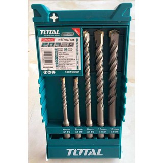Bộ mũi khoan bê tông đầu gài SDS 5 chi tiết Total TAC190501