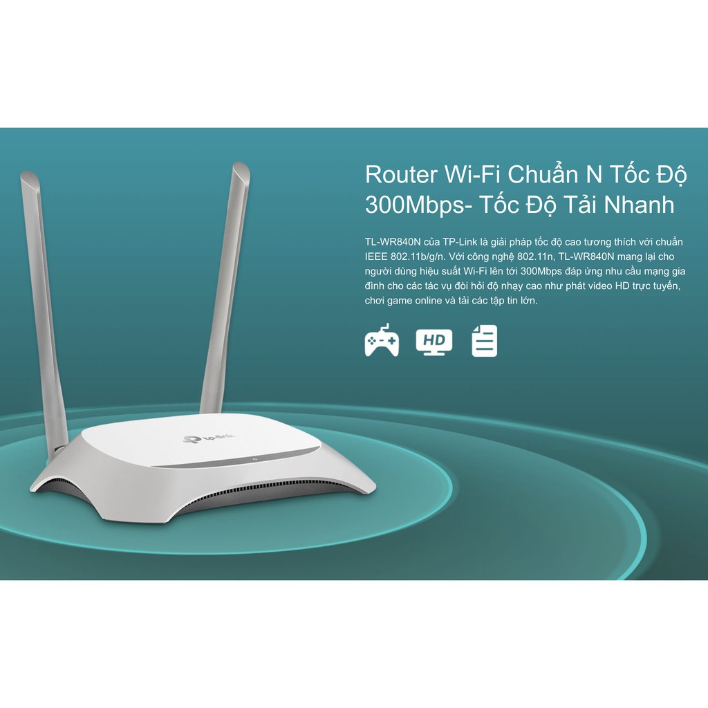 Bộ Thiết Bị Đầu Phát Sóng Wifi TP Link TL-WR840N, Router Wifi 2 Râu Kết Nối Internet Tốc Độ Cao