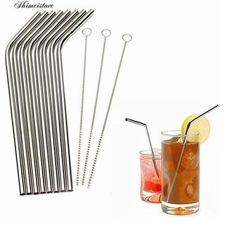 Stainless Steel Metal Drinking Straw Reusable Straw With Cleaner Brush Kit