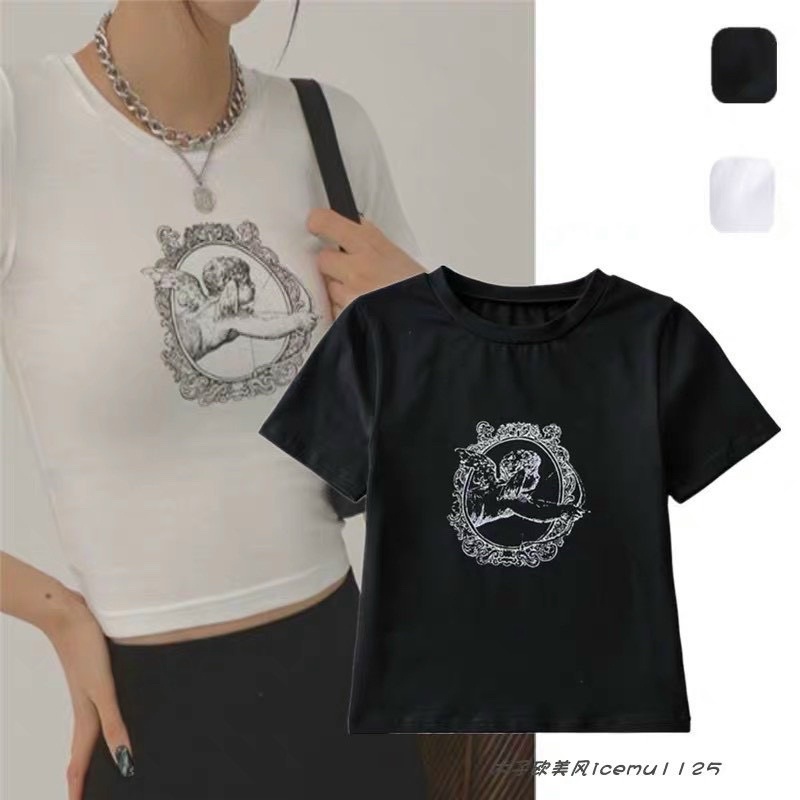 Áo CropTop In Hoạ Tiết Thiên Thần Có Cánh 👼