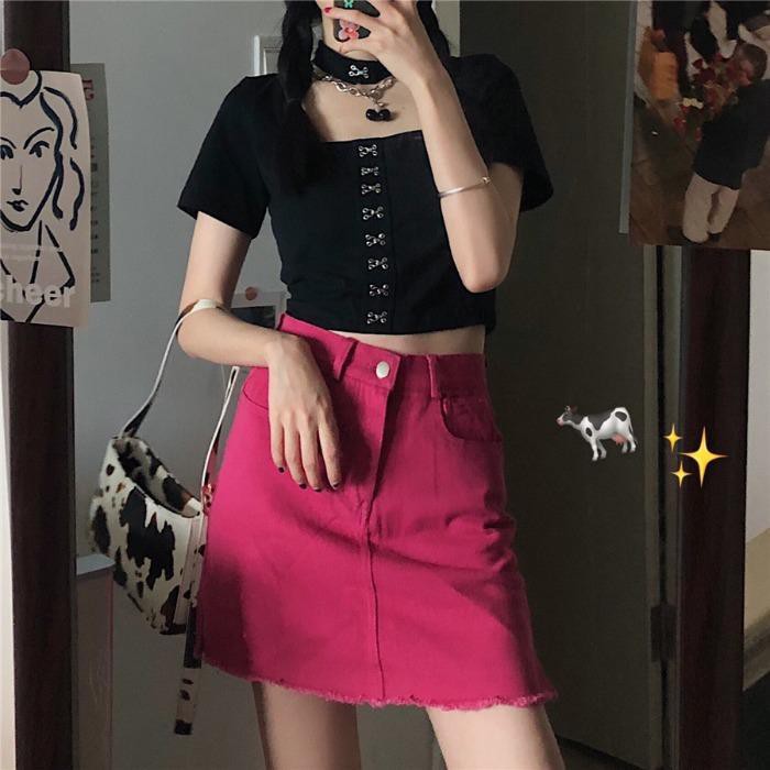 Chân váy jean Chữ a Lưng Cao Màu Sắc Thời Trang Cho Nữ