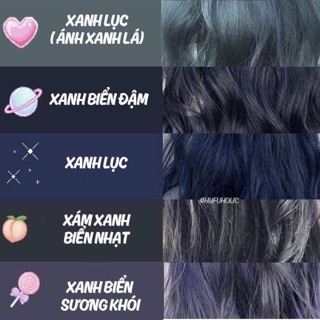 Thuốc nhuộm tóc màu xanh dương đen khói, xanh đen, tím xanh khói(phải tẩy) ib để được tư vấn, tặng kèm trợ dưỡng, găng