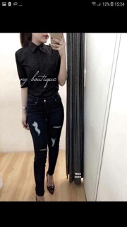 Áo sơmi nữ trơn cổ Đức (TR)