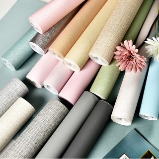 10m Giấy dán tường màu trơn không keo, sợi lụa cao cấp , khổ 53cm