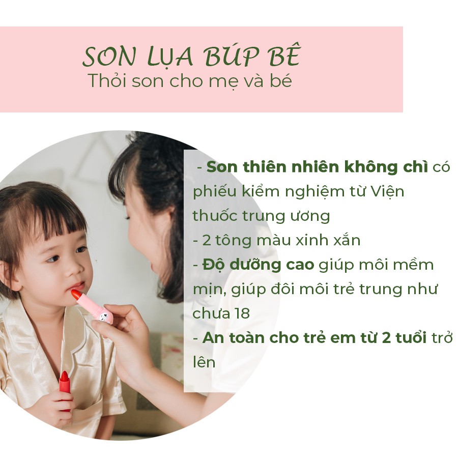 Son Môi Lụa Có Màu Cho Bé Búp Bê Cỏ Mềm Thiên Nhiên An Toàn 4g