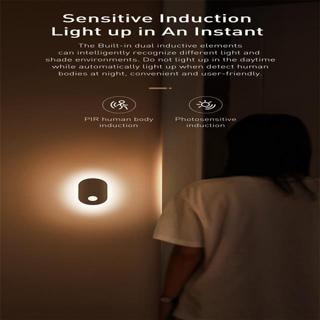 Postmodern Baseus Novelty LED Night Lights Pir Motion Sensor Light USB Rechargeable Bedside Wall Lamp Smart Home for Kit