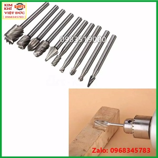 Bộ 10 mũi khắc, mài, làm lũa hss cao cấp cán 3mm
