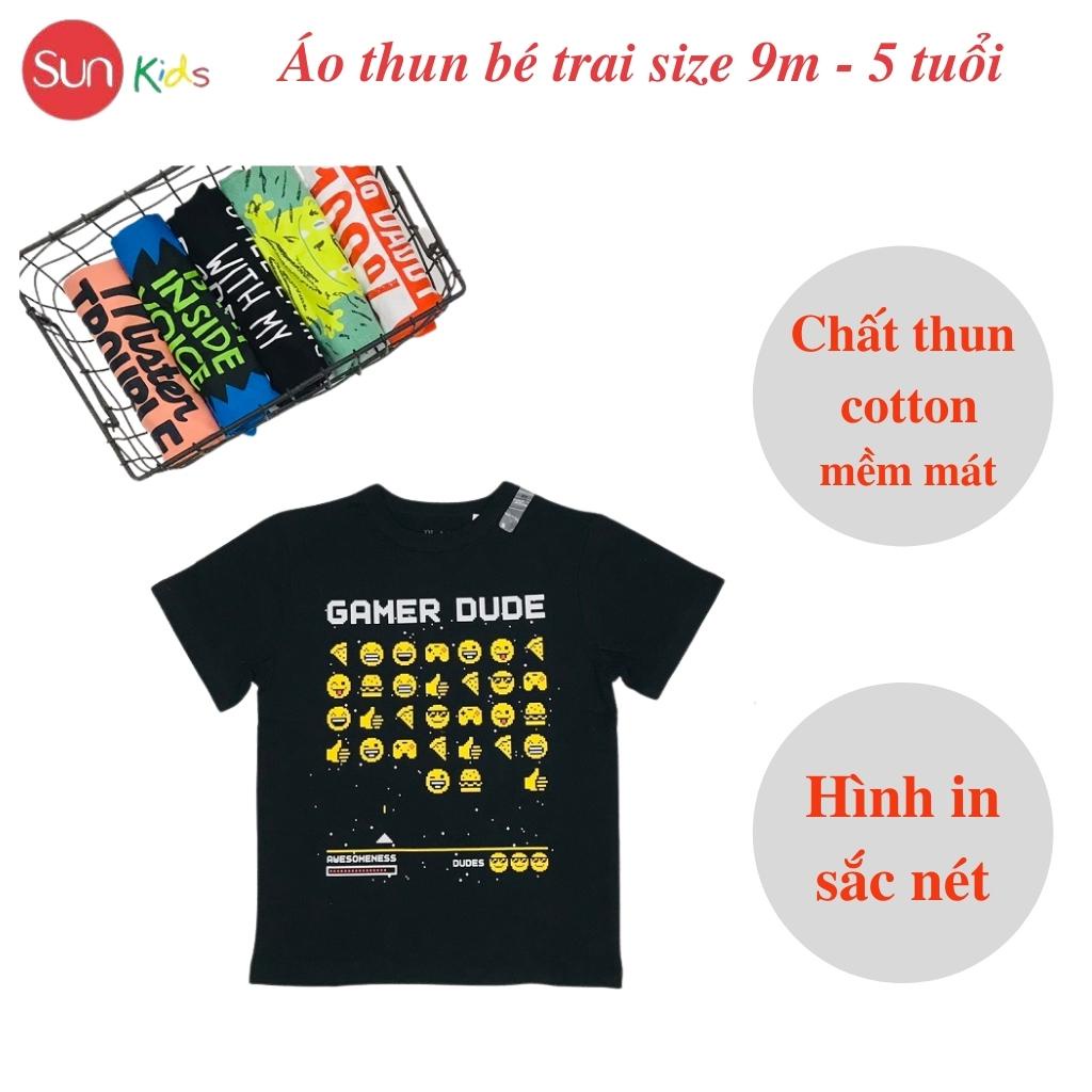 Áo thun bé trai xuất xịn, áo phông cho bé trai, chất cotton, size 9m - 5 tuổi - SUNKIDS