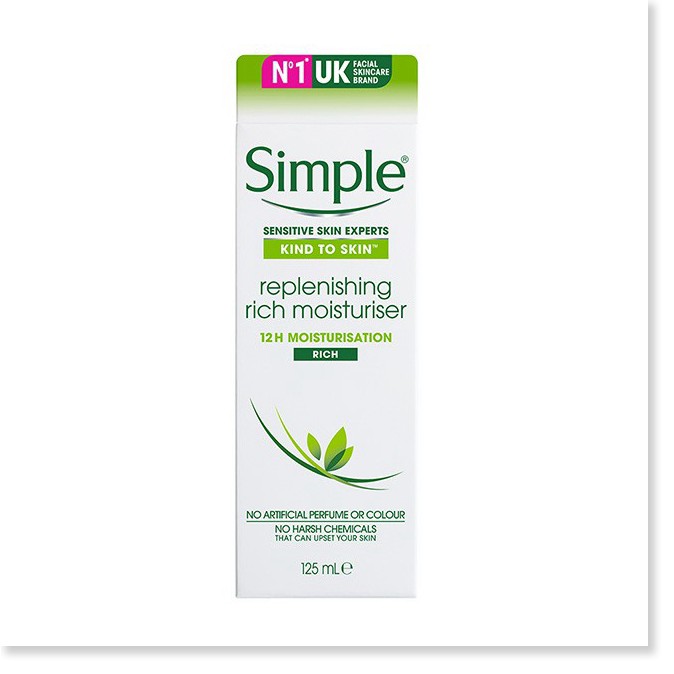 [Mã giảm giá mỹ phẩm chính hãng] Sữa dưỡng da Simple Kind To Skin Hydrating Light Moisturiser 125ml Chip Skincare