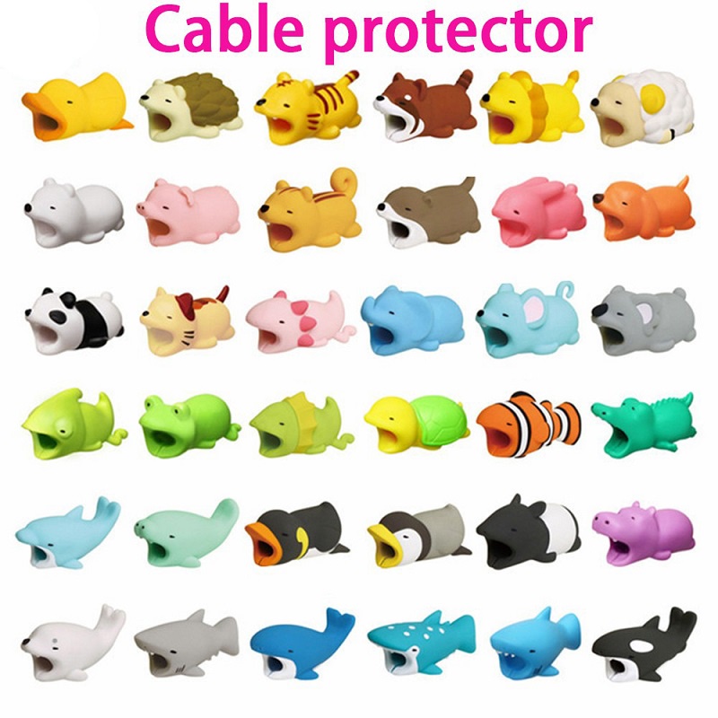 Động Vật Hoạt Hình Cáp Cắn Bộ Sạc USB Bảo Vệ Hộp Dữ Liệu Iphone Phụ Kiện điện Thoại