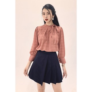 Áo sơ mi dài tay cổ cao thắt nơ - 20Again