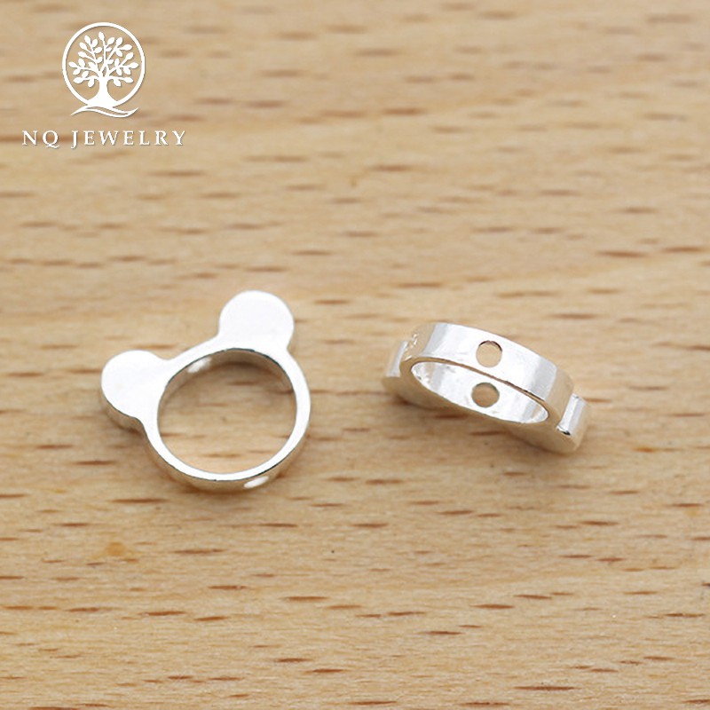 Charm bạc con mèo xỏ ngang 8x9.5mm - NQ Jewelry