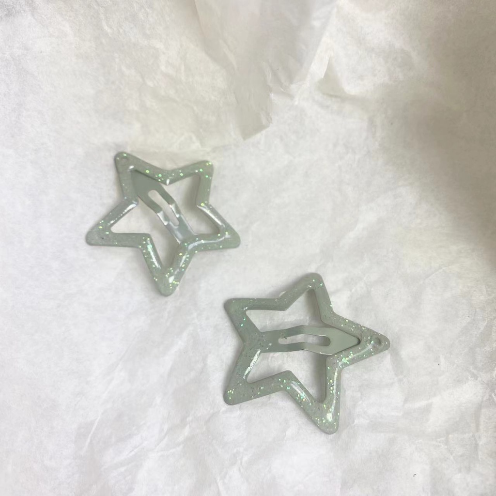 Kẹp Tóc Ngôi Sao Năm Cánh Lấp Lánh BB Y2k Màu Bạc Mới Cho Trẻ Em