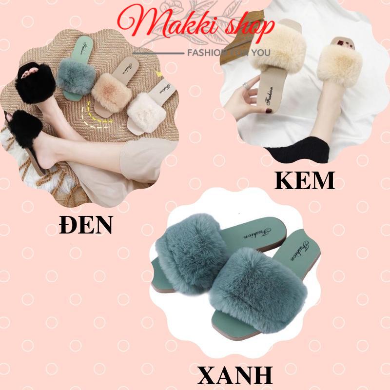 Dép lông nữ quai ngang mùa đông mới, dép nữ trong nhà thời trang cao cấp giá rẻ MAKKI SHOP TD536