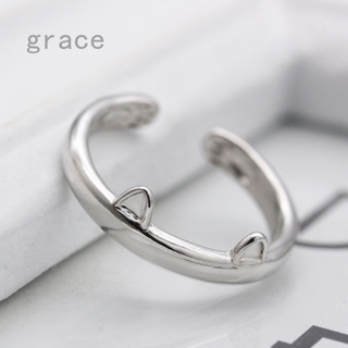 Grace Nhẫn mạ bạc hình tai mèo xinh xắn dành cho nữ