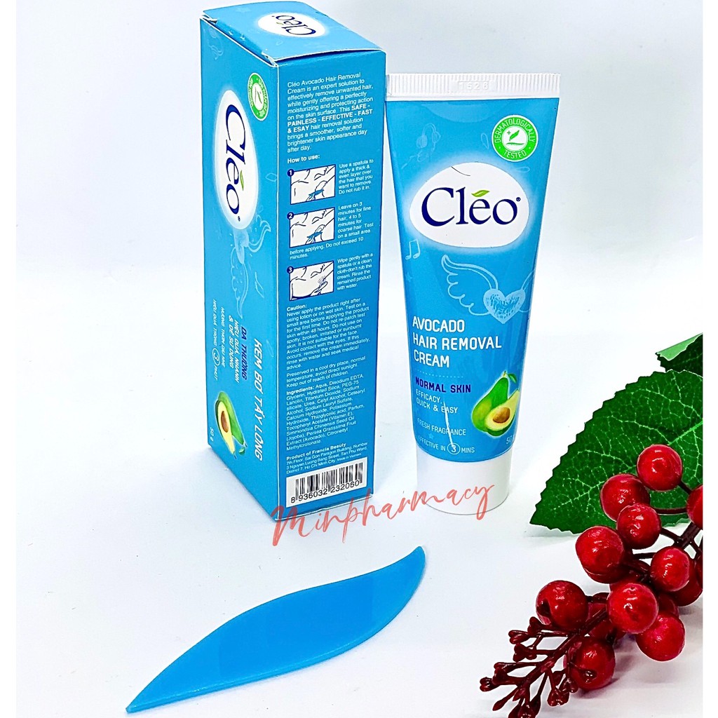 Kem Bơ Tẩy Lông CLEO Xanh cho Da thường, sạch lông trong 5 phút Tuýp 50g - Minpharmacy