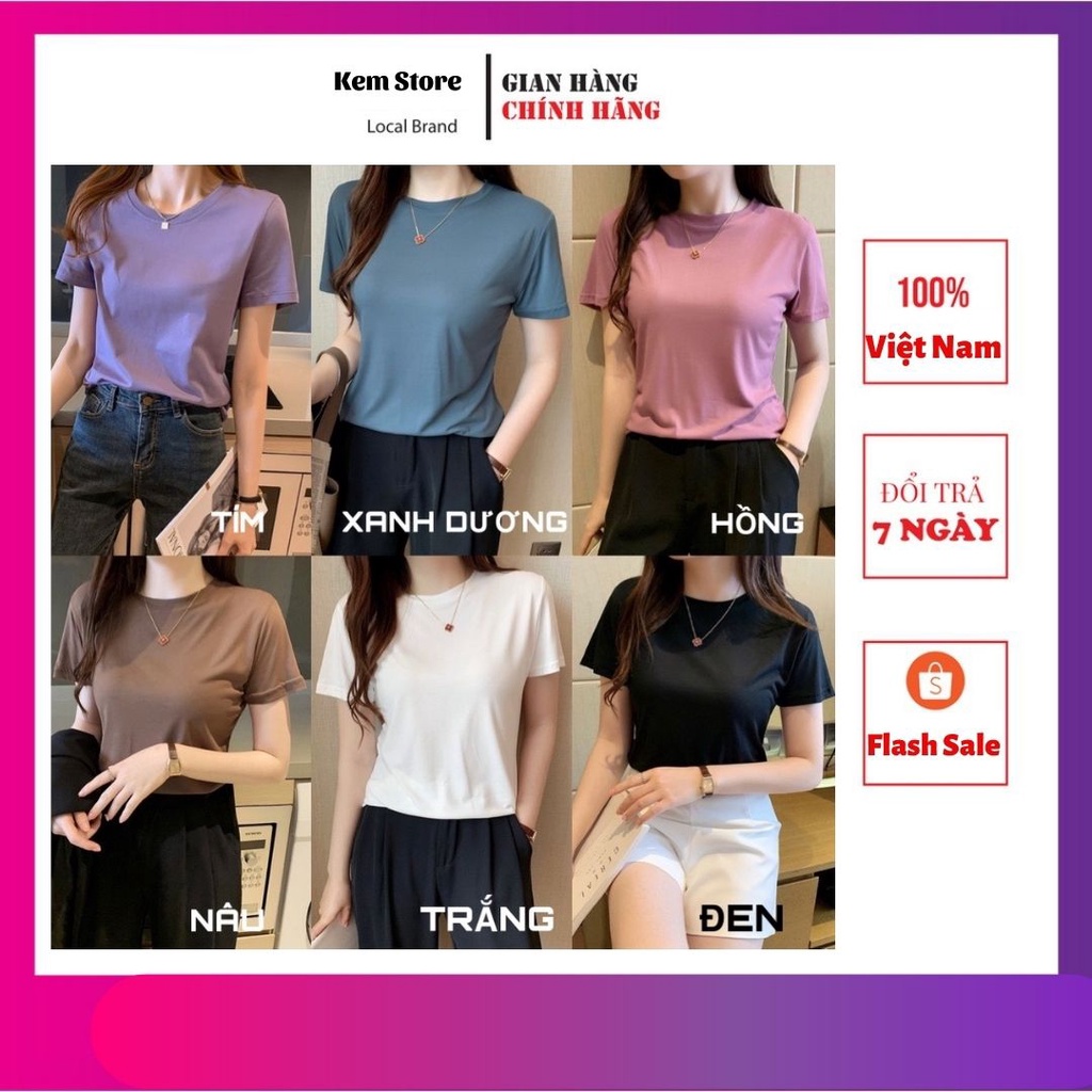 Áo Thun Trơn 🦋 Áo Phông Cộc Tay Trơn Nữ Cotton Cao Cấp 🎁