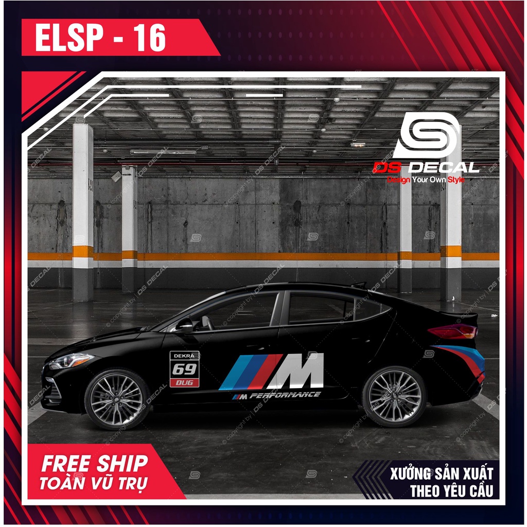 Tem dán xe ô tô Huyndai Elantra - 16, Sticker trang trí xe ô tô, decal dán ô tô PVC chống nước - DSDECAL