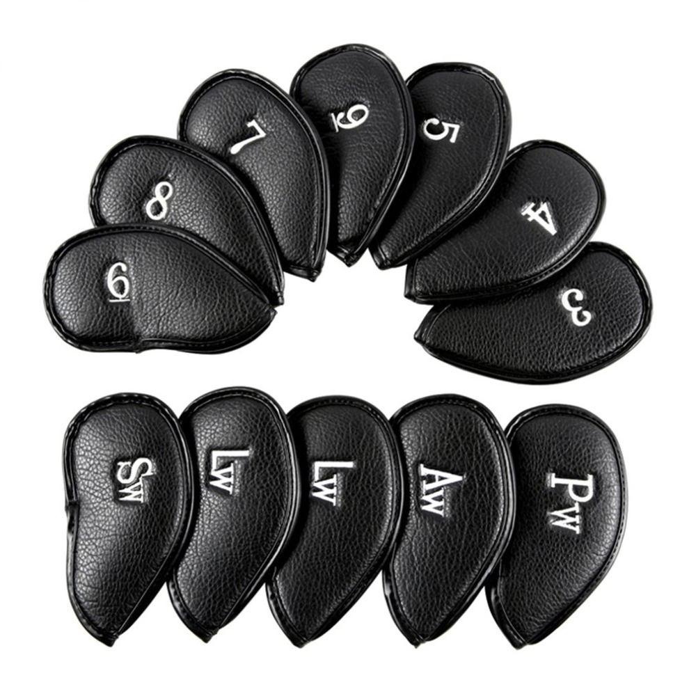 ELLSWORTH Set 12 Vỏ Bọc Bảo Vệ Đầu Gậy Đánh Golf Bằng Sắt Màu Đen