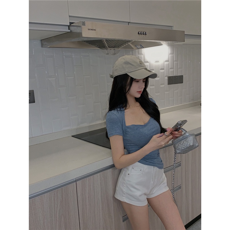 Áo kiểu SUXI dáng croptop tay ngắn thời trang dành cho nữ