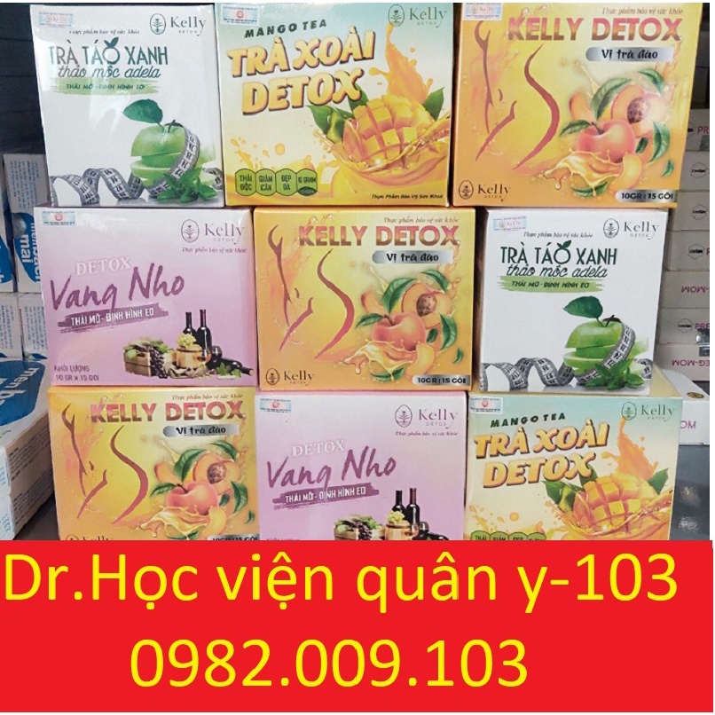 KELLY DETOX GIẢM CÂN CÁC VỊ (ĐÀO/TÁO XANH/TRÀ XOÀI/VANG NHO) CHÍNH HÀNG 100%