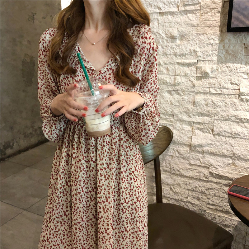 Đầm Hoa Tay Dài Xinh Xắn Dành Cho Nữ