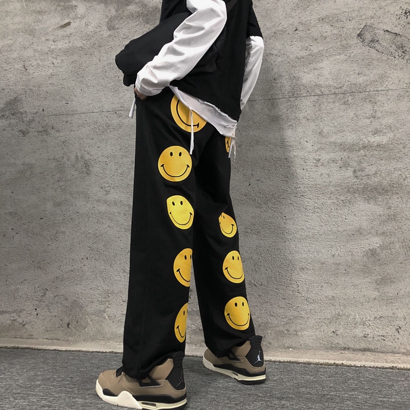 Quần Dài Ống Rộng Họa Tiết Mặt Cười Thời Trang | BigBuy360 - bigbuy360.vn