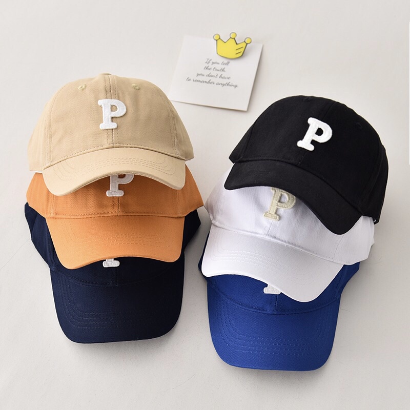 Mũ nón lưỡi trai thêu chữ cái cho bé 3-7 tuổi