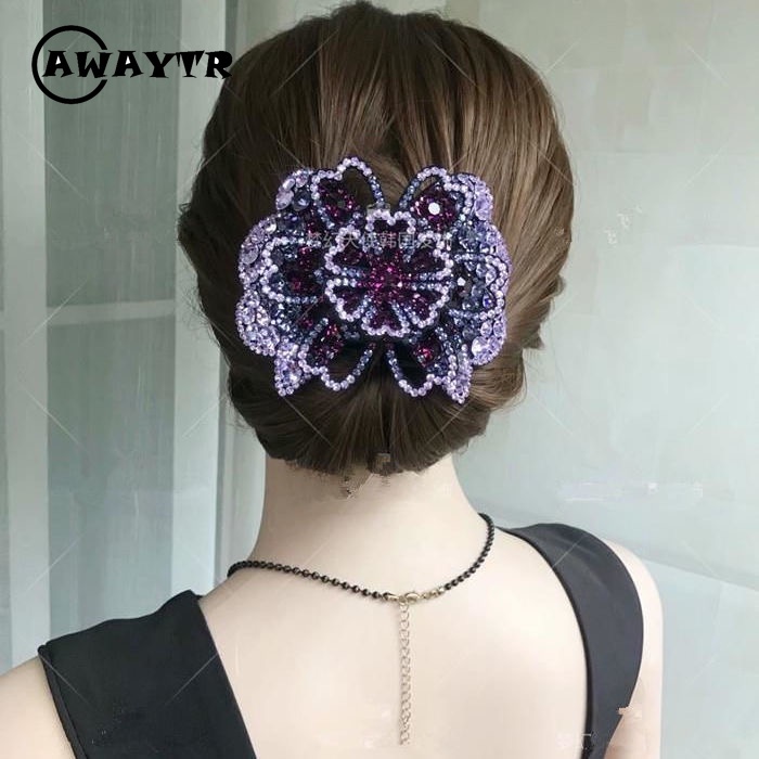 Kẹp Tóc Hình Hoa Đính Đá Phong Cách Retro Thời Trang Cho Nữ