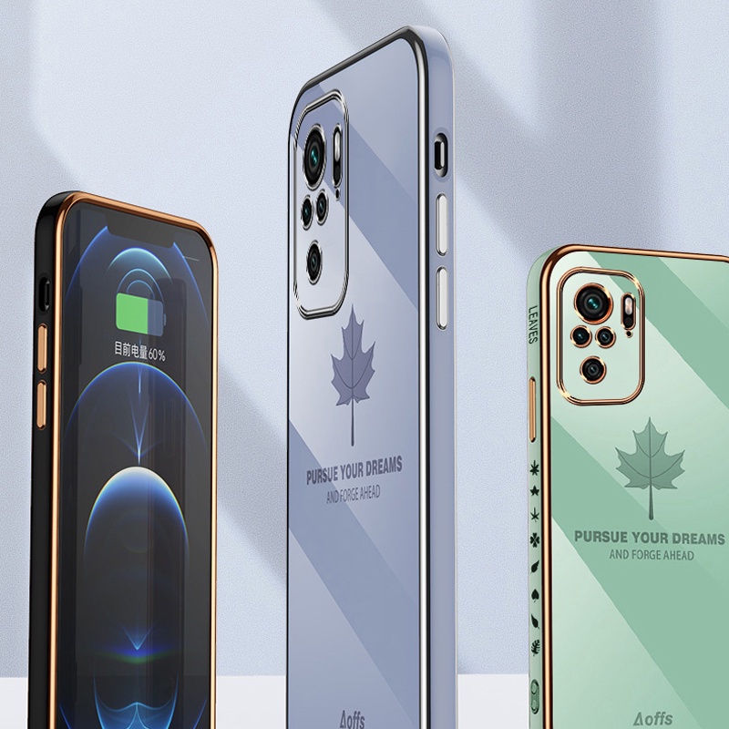 Ốp điện thoại Koosuk silicon mềm mạ điện dáng vuông họa tiết hình lá cho Xiaomi Redmi Note 10 Pro Max 10S 10T 4G/5G