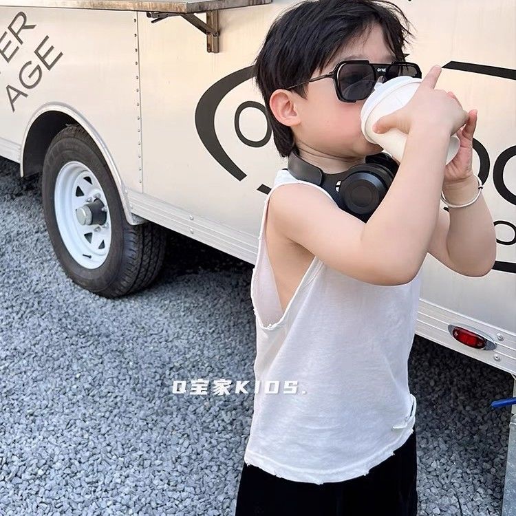 Áo Thun Cotton Mỏng Sát Nách Dáng Rộng Thoải Mái Thời Trang Mùa Hè Cho Bé Trai YF5