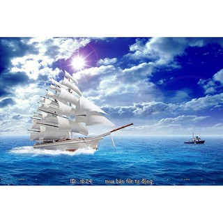 Tranh dán tường Tranh Thuận buồm xuôi gió,Tranh dán tường 3d hiện đại (tích hợp sẵn keo)
