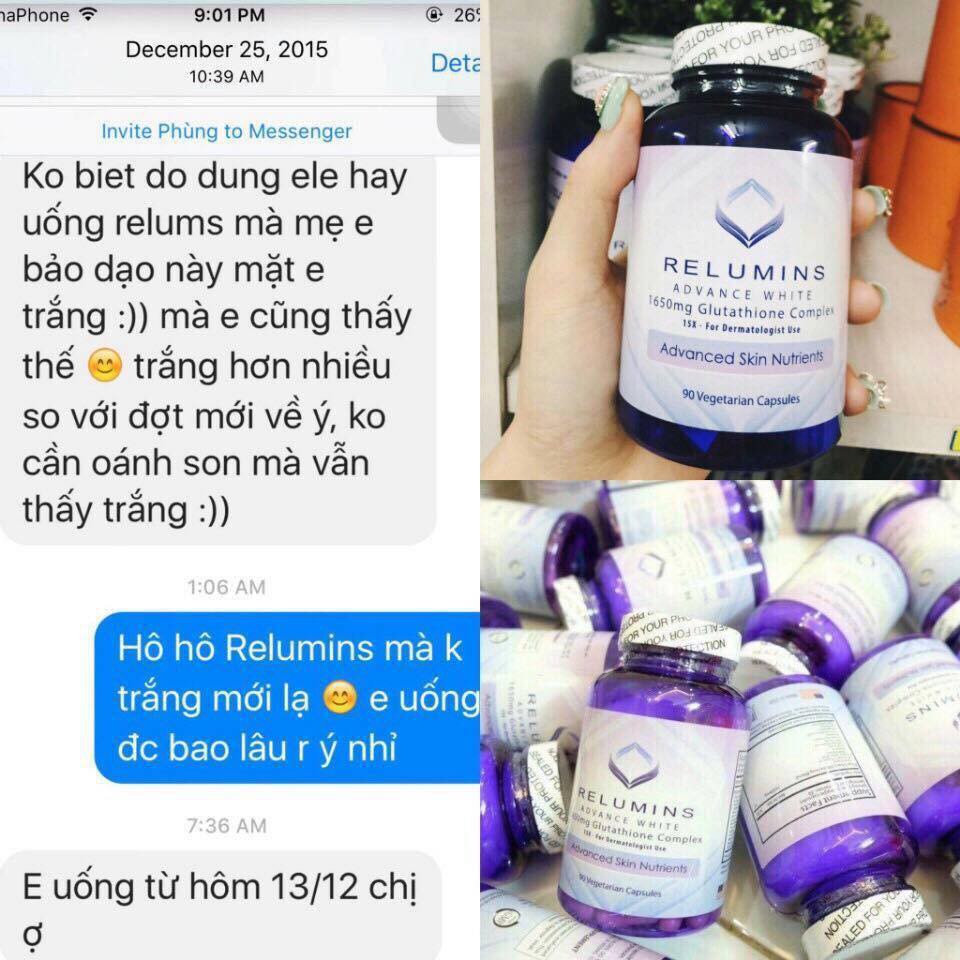 Viên uống trắng da Relumins Advance White 1650mg Glutathione Complex 90 viên