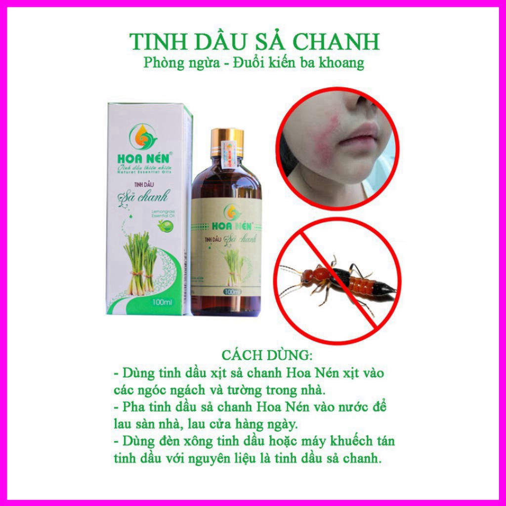 Tinh dầu SẢ CHANH nguyên chất Hoa Nén - ESSENTIAL OIL SPRAY - Chính hãng