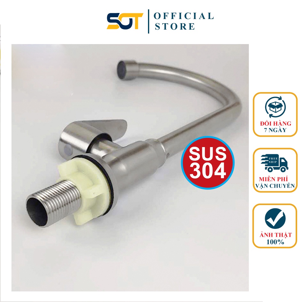 Vòi rửa chén bi xoay 360 độ ống 24 INOX 304 xoay cực êm