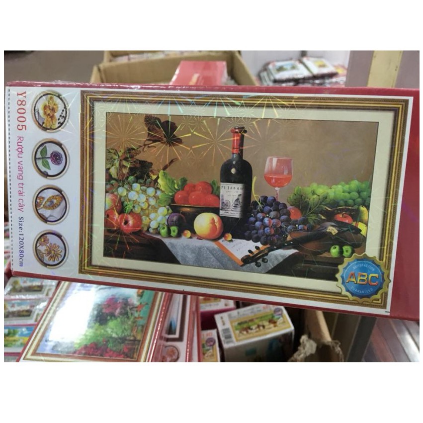 Tranh Đính Đá HOA QUẢ TRÁI CÂY (ĐÁ AB CAO CẤP). Kích Thước: 75cm x 50cm - 1m20 x 80cm