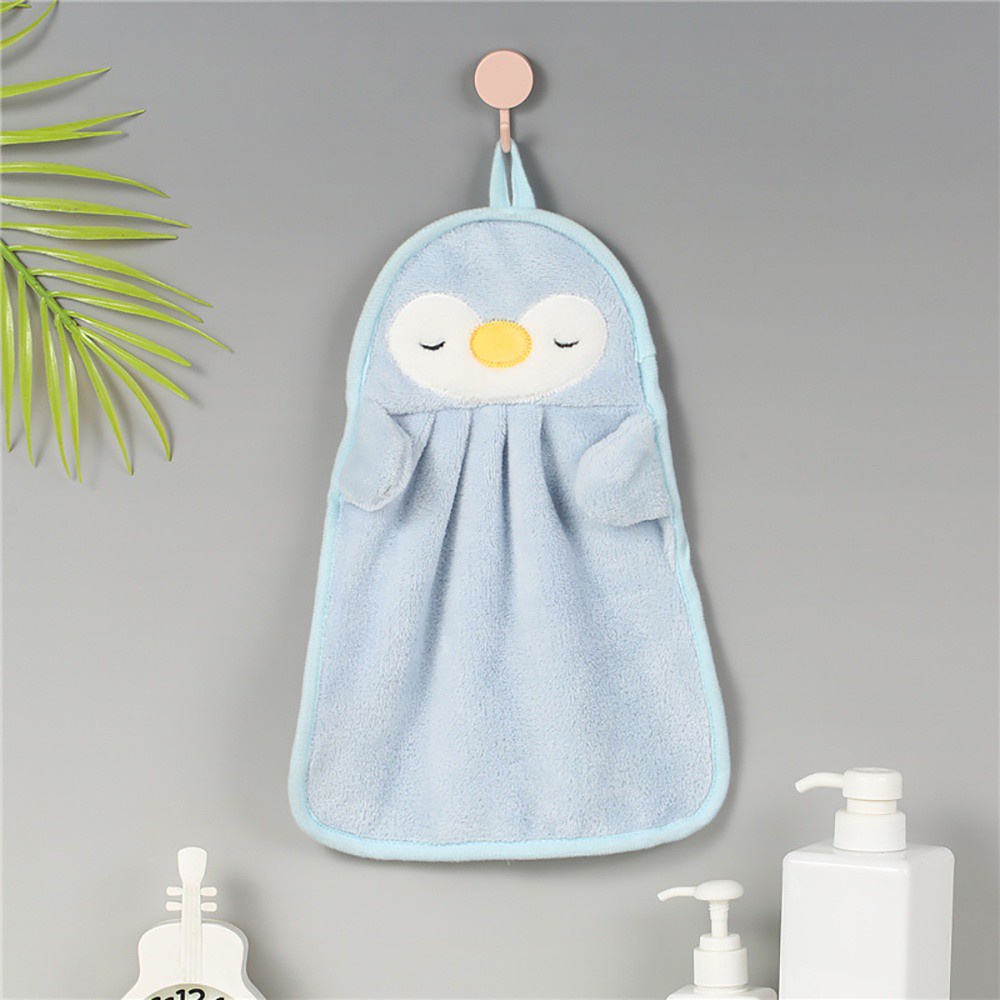 Khăn lau tay treo tường bằng sợi micro dày dặn thấm hút tốt in họa tiết hoạt hình dễ thương cho bé