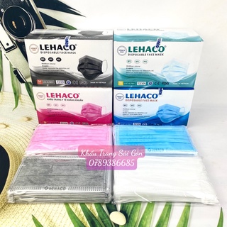 Khẩu trang Lehaco 4 Lớp màu TRẮNG, HỒNG, XANH, XÁM kháng khuẩn 50 cái hộp