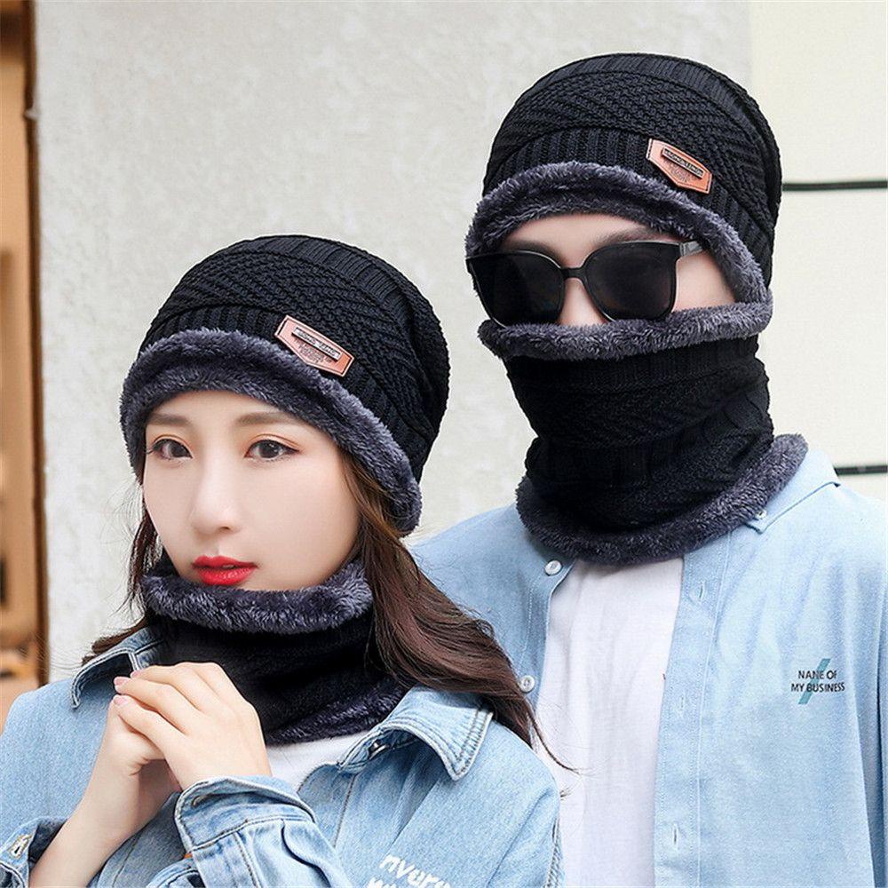 Mũ beanie Kiêm Khăn Choàng Cổ Mềm Mại Giữ Ấm Cho Nam Và Nữ