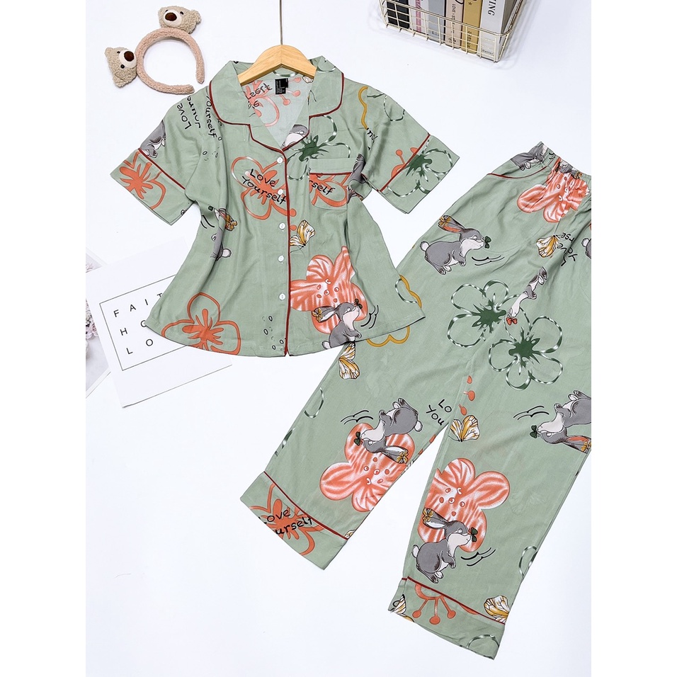 Bộ Pijama Tay Ngắn Quần Dài chất tole lanh VNXK