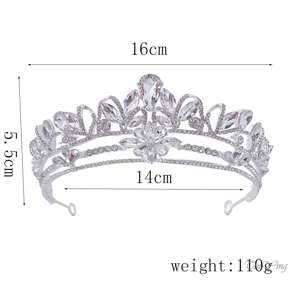 GETNOIVAS Vương Miện Cài Tóc Pha Lê Màu Trắng 16.00 * 14.00 * 5.50cm Cho Cô Dâu
