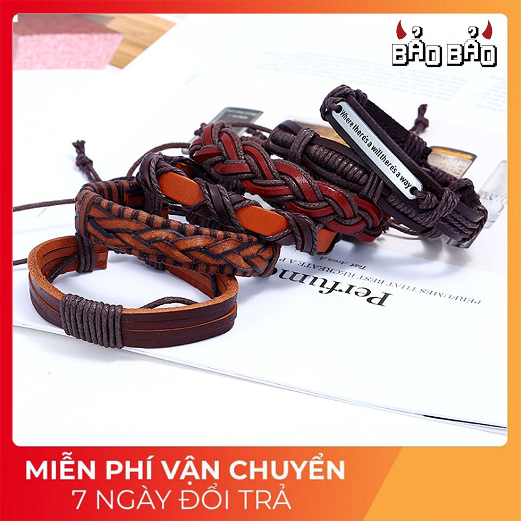 Combo 6 Vòng Tay Da Handmade - A13 [ FREE SHIP ]