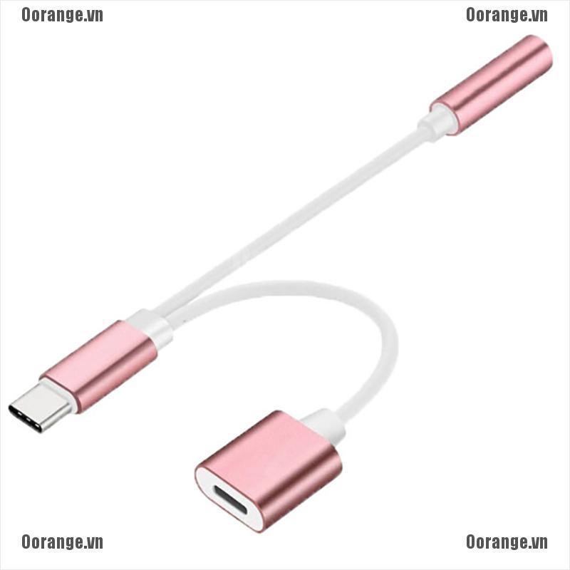 Cáp cổng c chia 2 đầu âm thanh 3.5 mm + USB type C tiện dụng