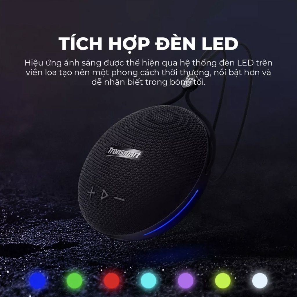 Loa di động Tronsmart Splash 1 Bluetooth 5.0 Tích hợp đèn LED Chống nước IPX7 Công suất 15W - CHÍNH HÃNG