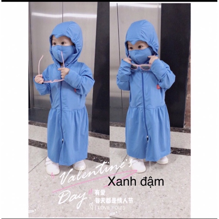 Aó chống nắng dài trẻ em,Áo nắng dài thân cho bé tặng kèm khẩu trang siêu kute chất liệu vải thông khí mát tránh nắng