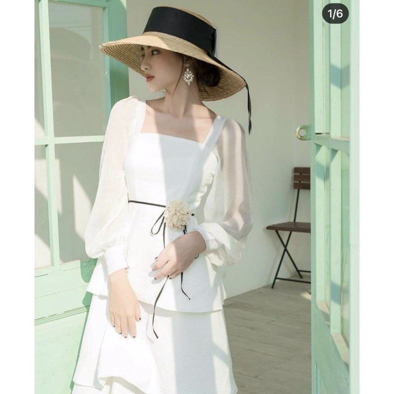 💥 MAXI TRẮNG 3 TẦNG TAY VOAN💥