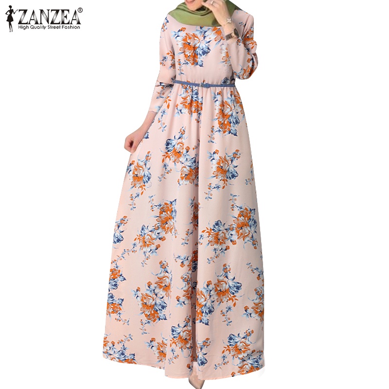 Zanzea Đầm Maxi Tay Dài In Họa Tiết Phong Cách Bohemian Thời Trang Cho Nữ