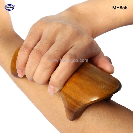 Dụng cụ day ấn huyệt mát xa chữ nhật gỗ thơm - Cổ/vai/tay/bụng/eo/chân, kiểu thái - MH855 massage gỗ