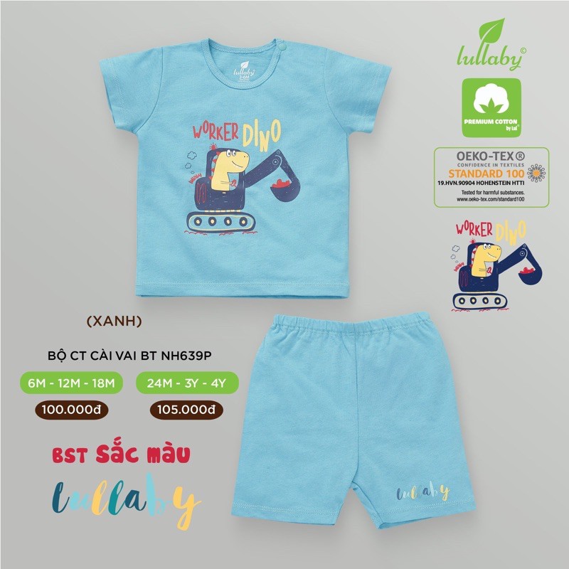 Bộ cộc tay cài vai bé trai Lullaby [NH639P] (Sz 6m-4y)